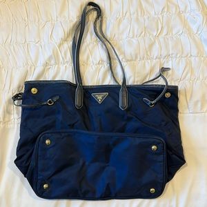 Prada Navy Nylon Saffiano Tote - Preowned